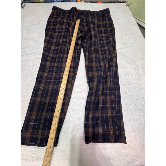 Santena Men’s Pants Golf 44wx28l Plaid Gold And Black Chino Active Wear Vintage - Picture 3 of 10